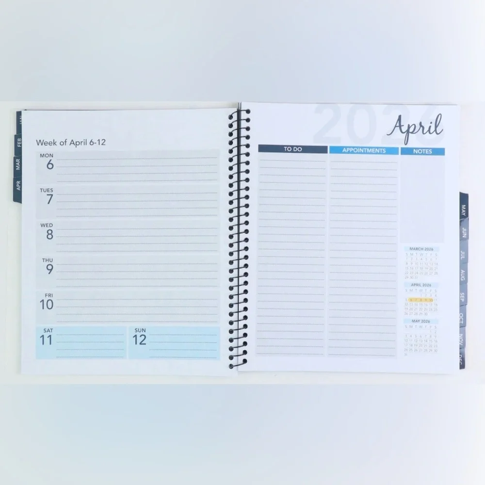2026 Annual Calendar White Spiral-Bound Calendar 5 Star product woman owned co